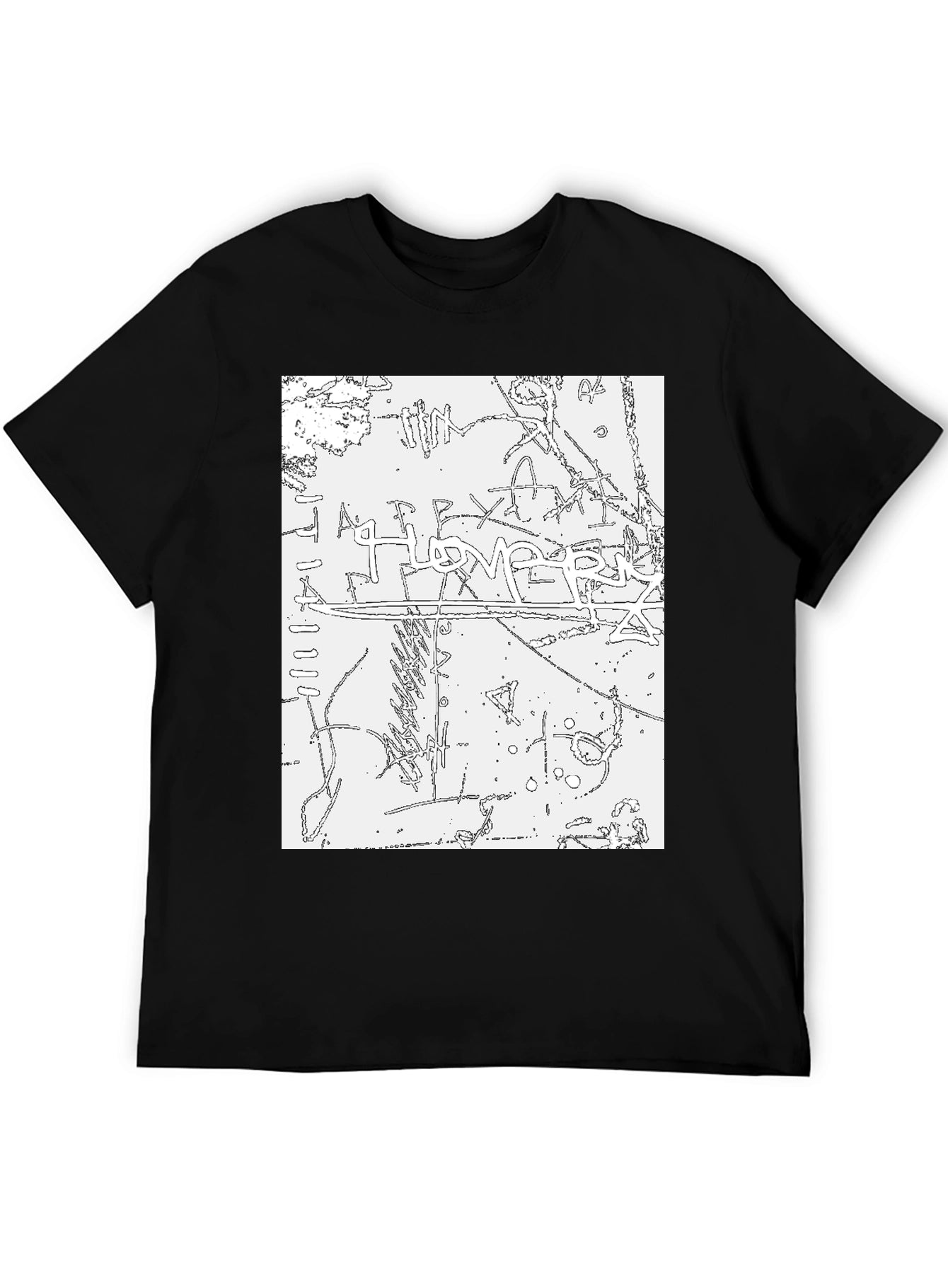 Camiseta Negra Estampado Gráfico Abstracto