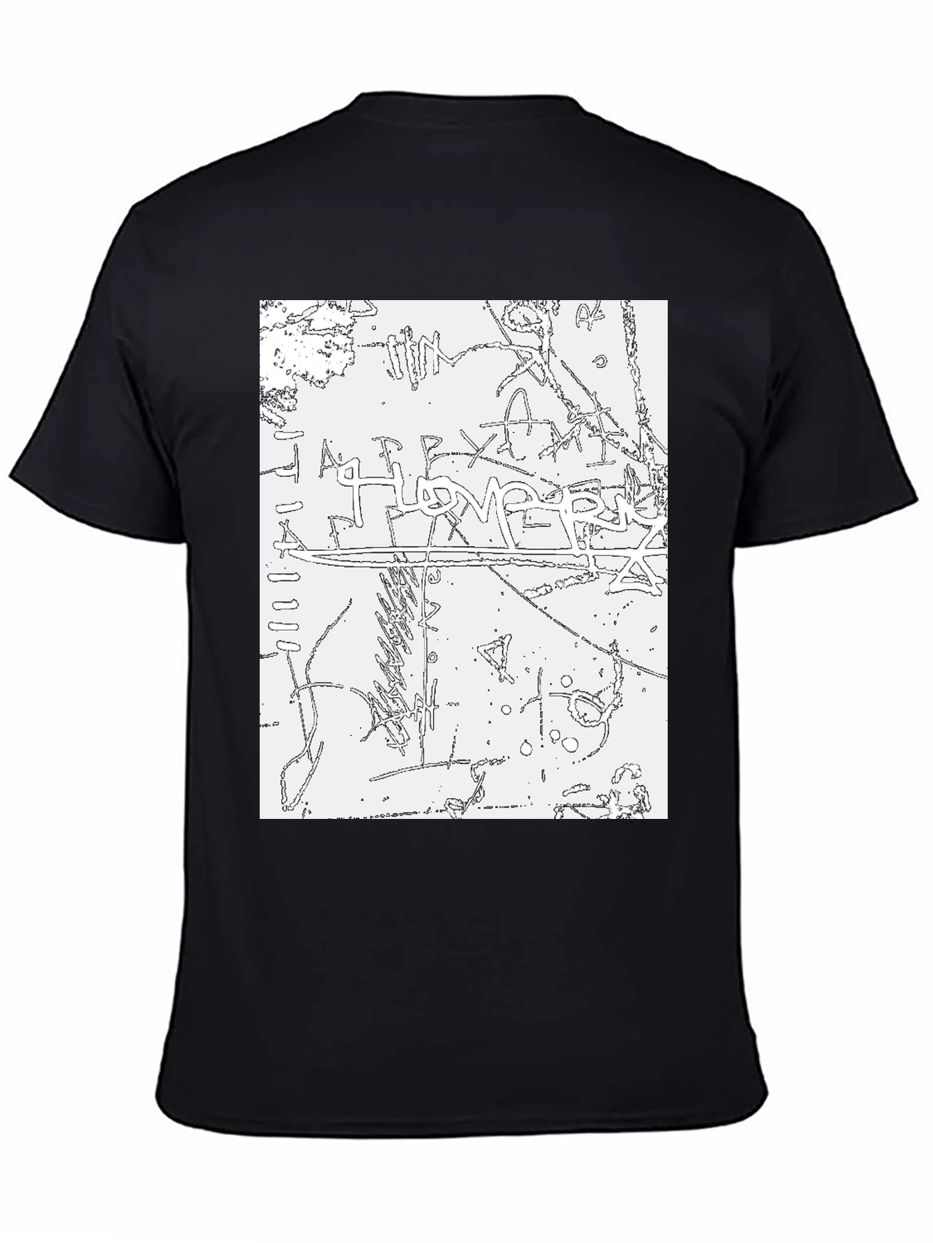 Camiseta Negra Estampado Gráfico Abstracto