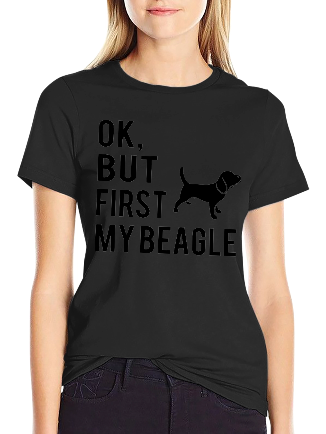 Camiseta Negra Ok But First My Beagle