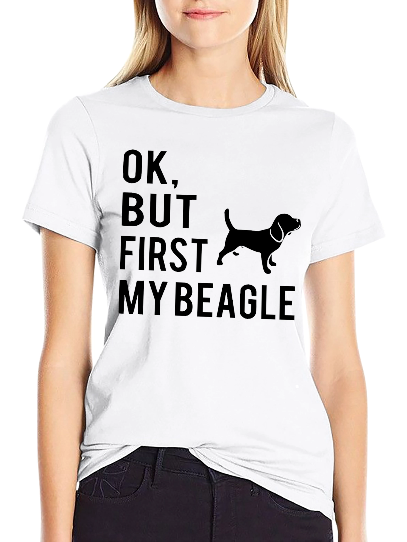 Camiseta Negra Ok But First My Beagle