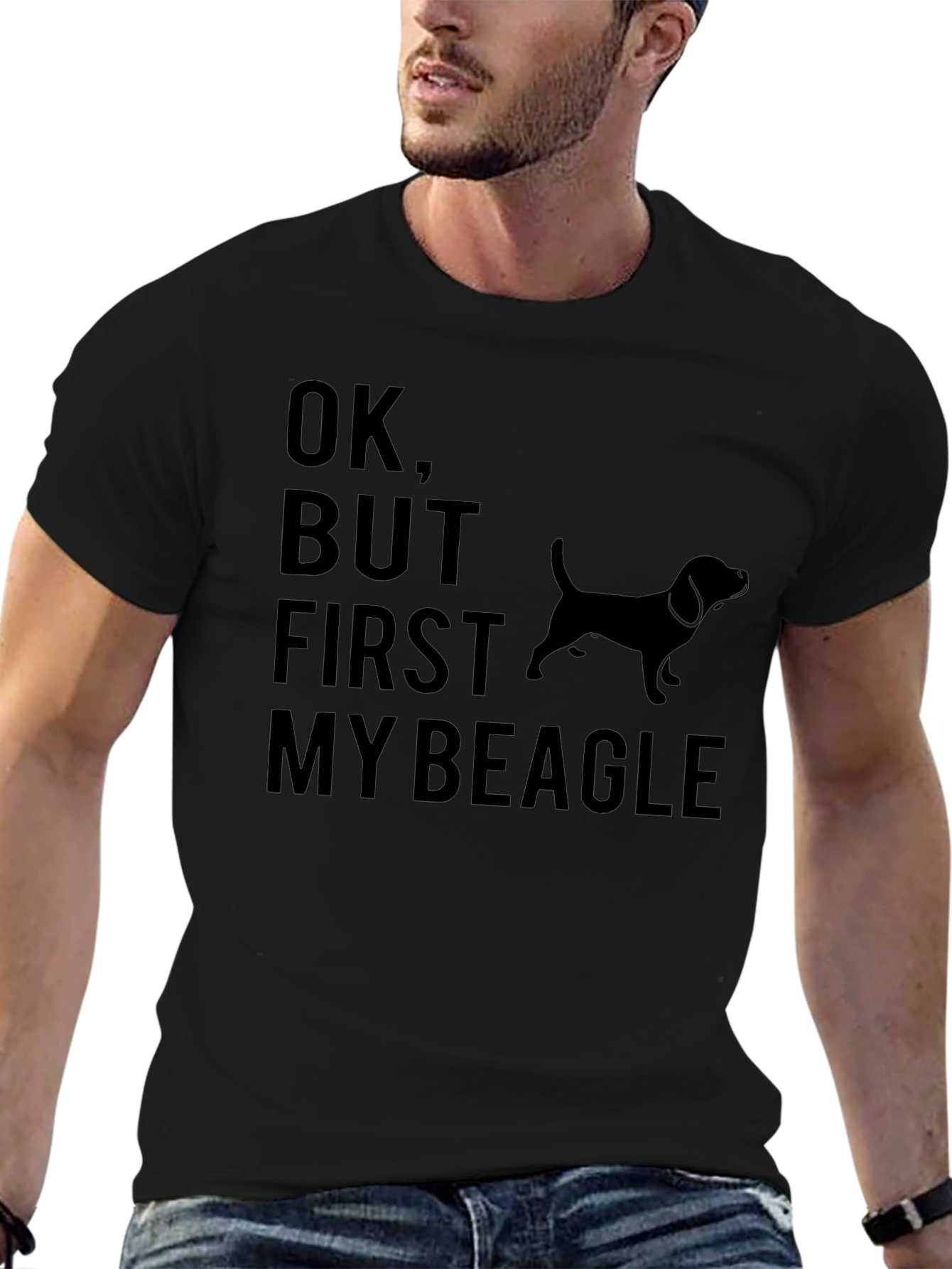 Camiseta Negra Ok But First My Beagle