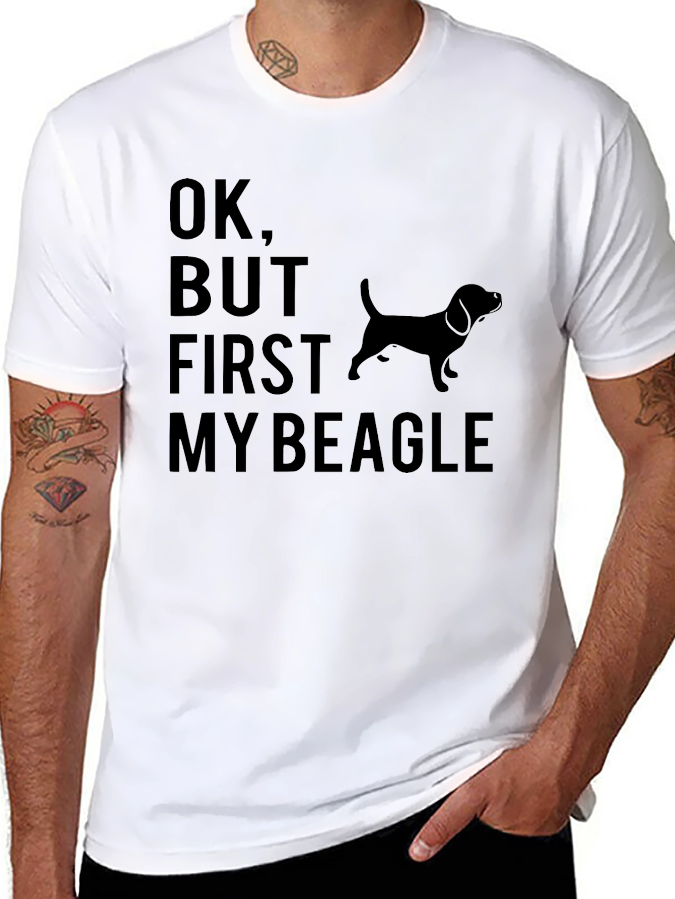 Camiseta Negra Ok But First My Beagle