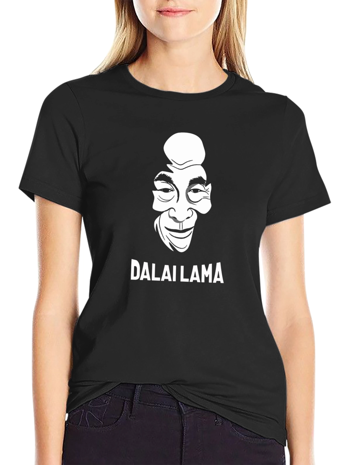 Camiseta Negra Dalai Lama - Diseño Exclusivo Algodón