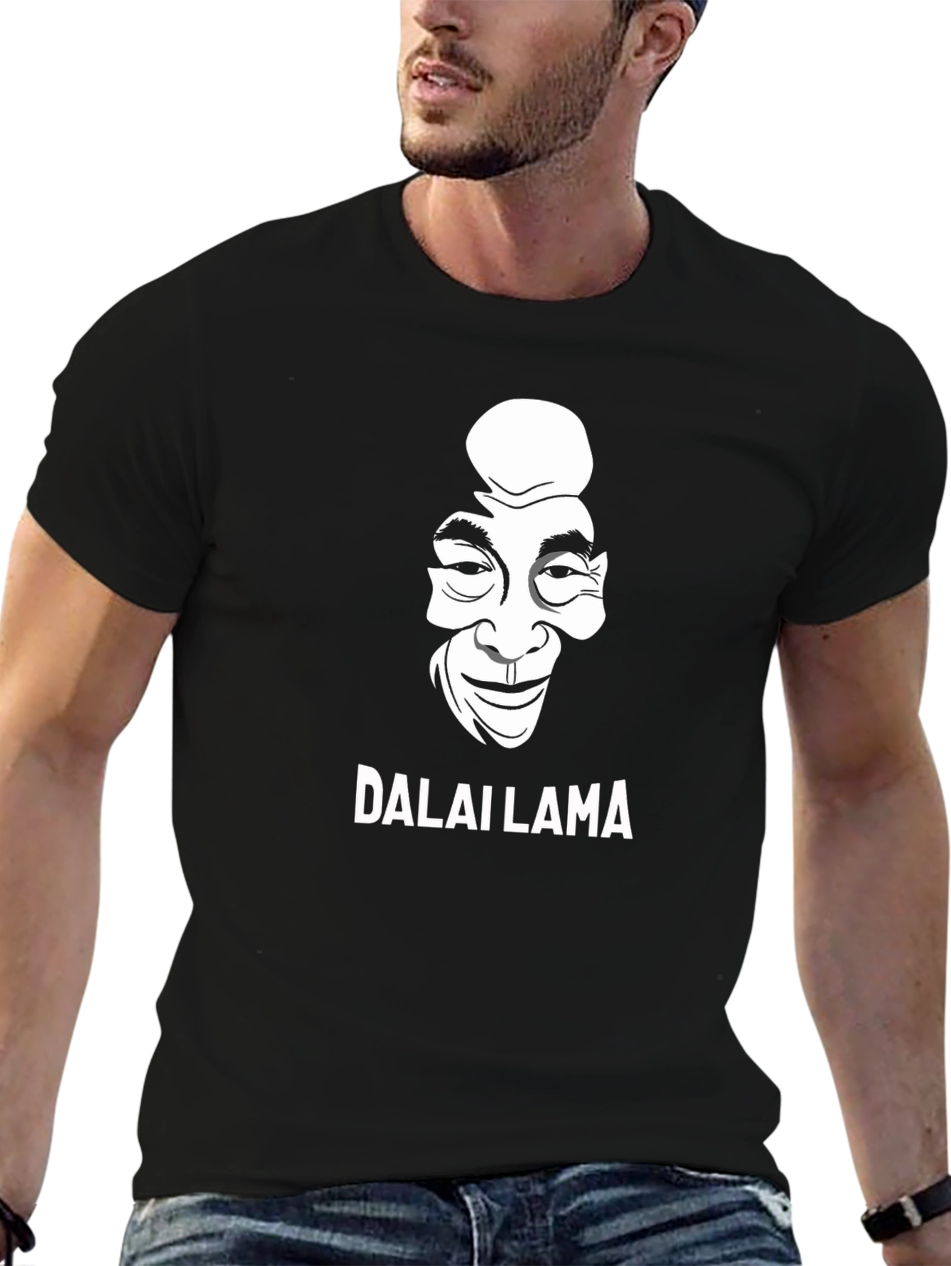 Camiseta Negra Dalai Lama - Diseño Exclusivo Algodón