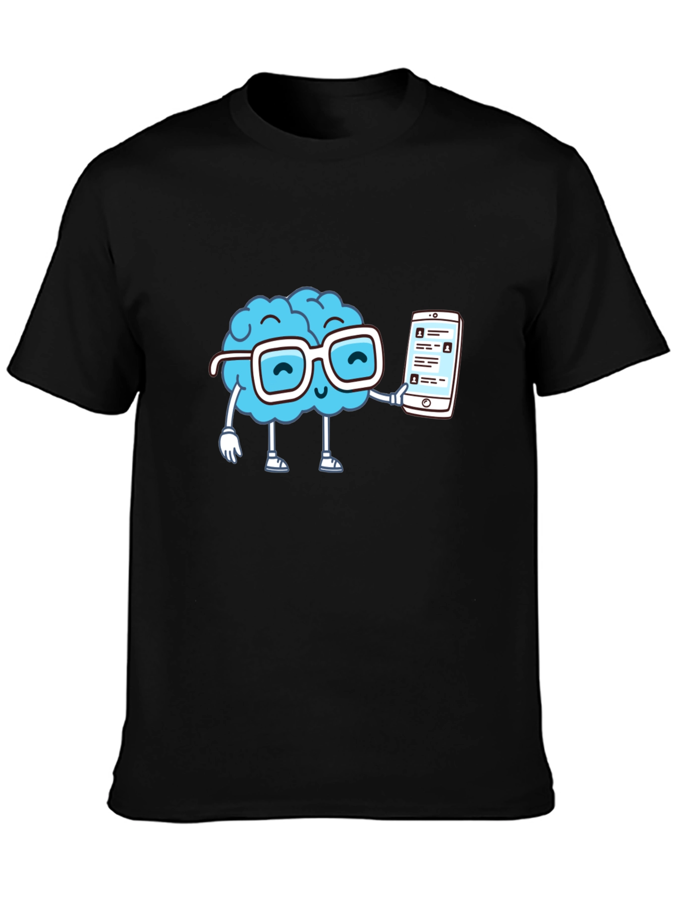 Camiseta Negra con Diseño Cerebro Tecnológico