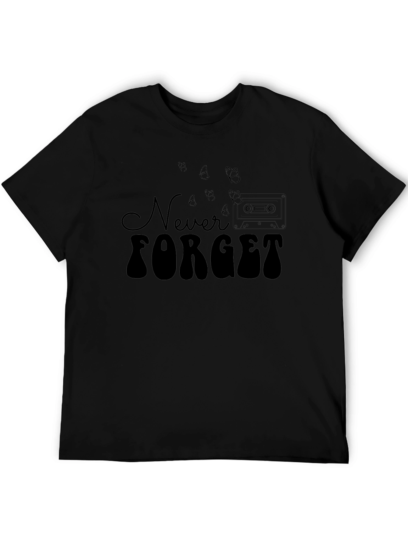 Camiseta Negra Never Forget Estilo Retro