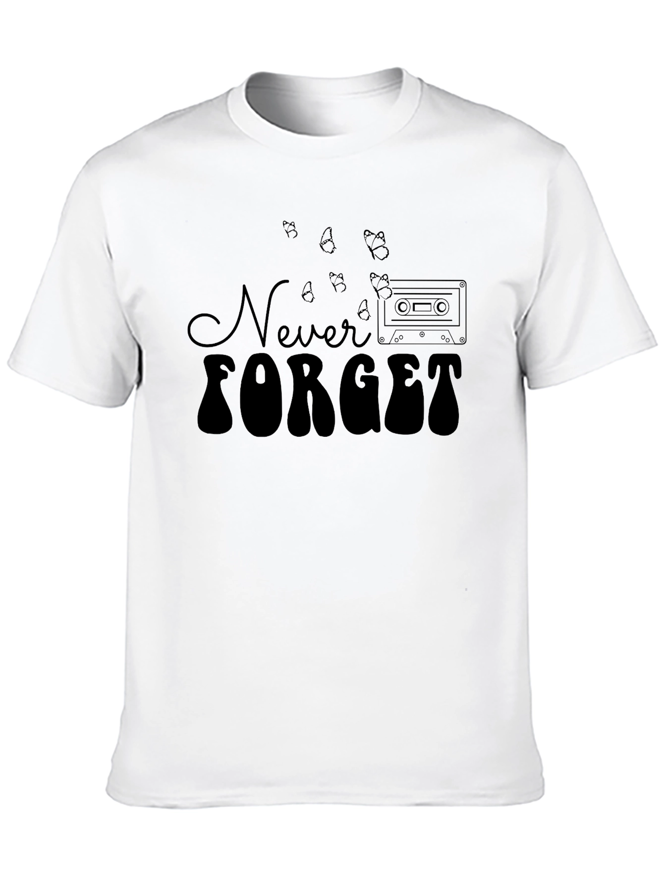 Camiseta Negra Never Forget Estilo Retro