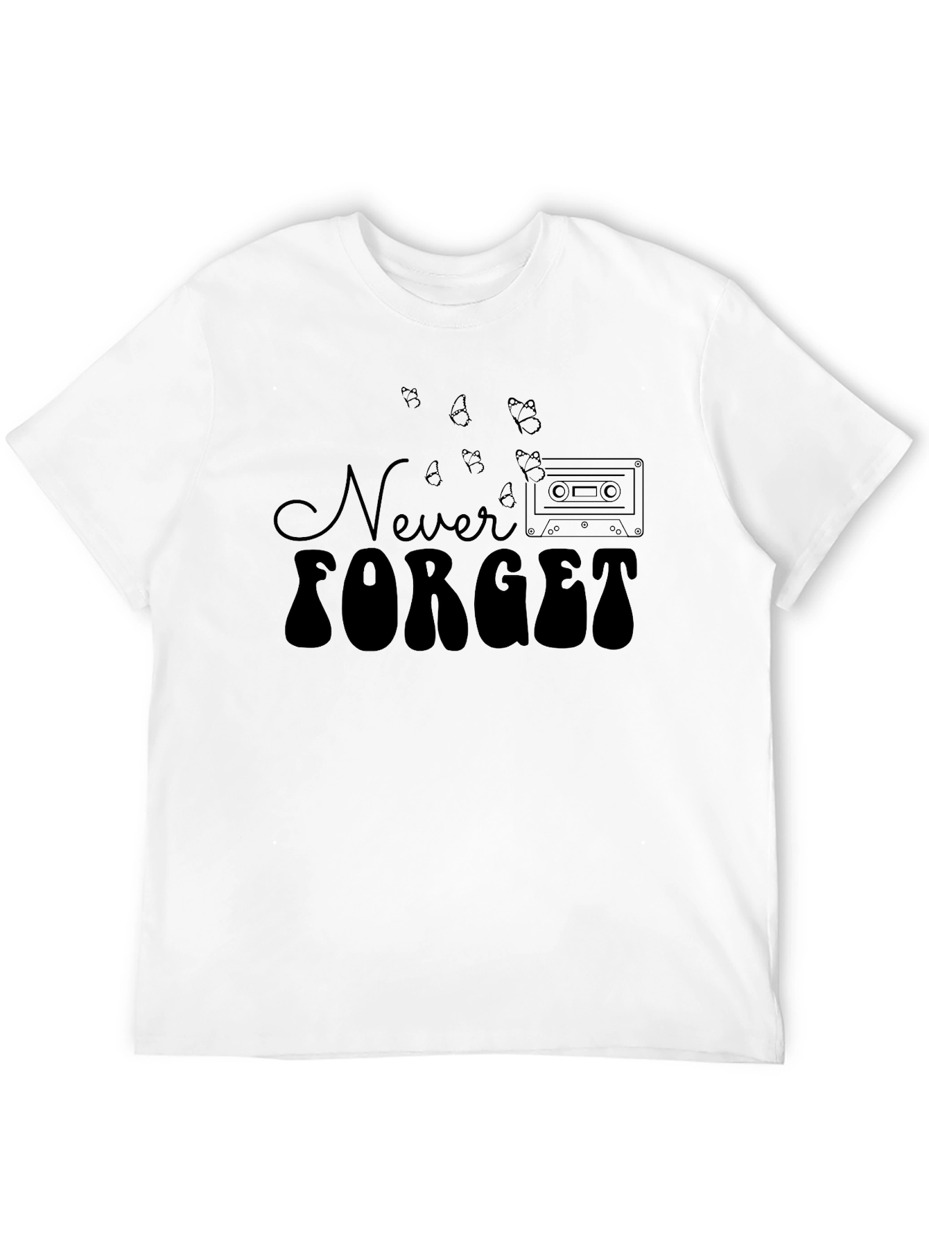 Camiseta Negra Never Forget Estilo Retro