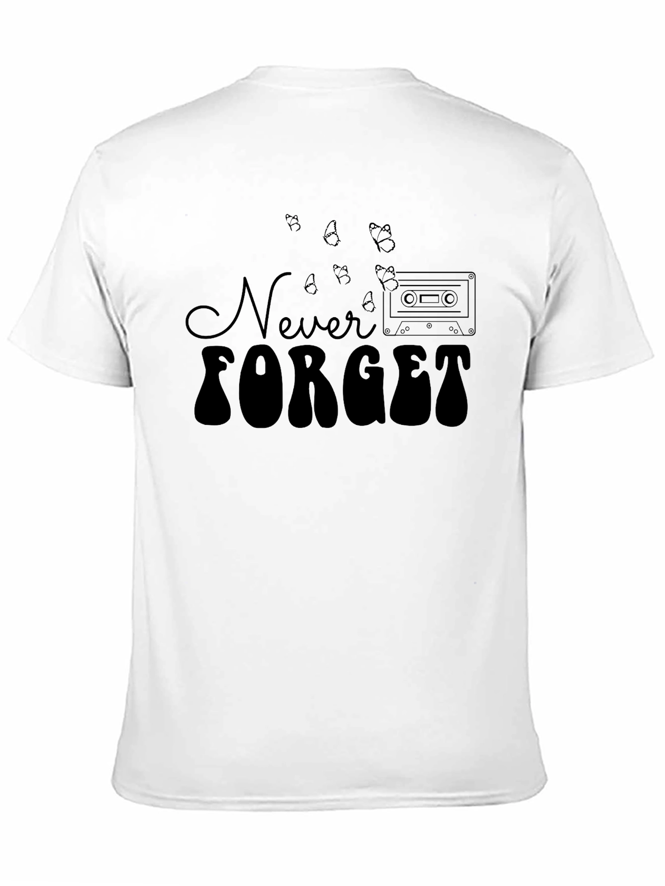 Camiseta Negra Never Forget Estilo Retro