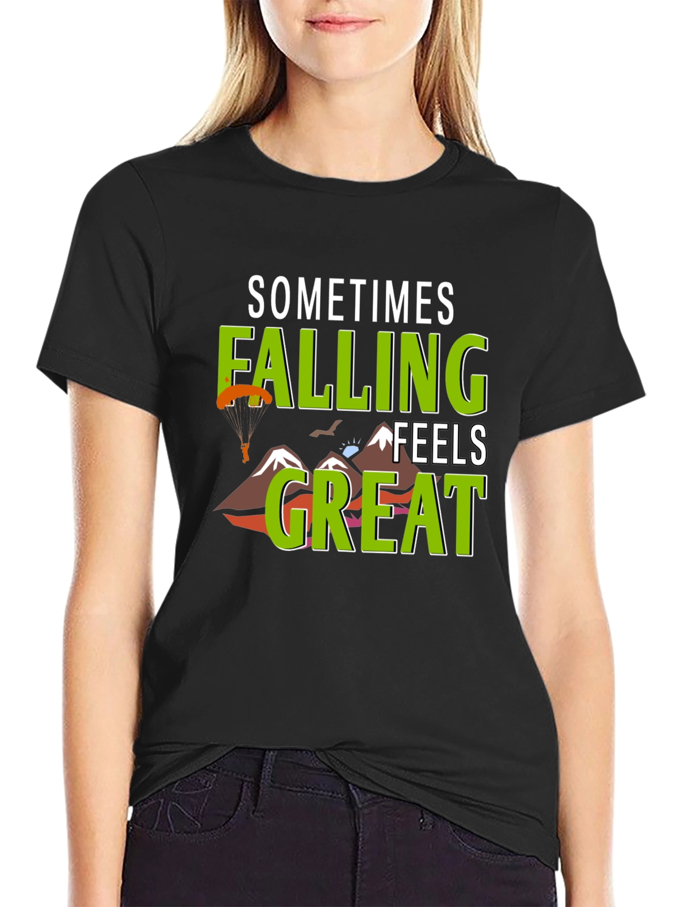 Camiseta Negra Sometimes Falling Feels Great