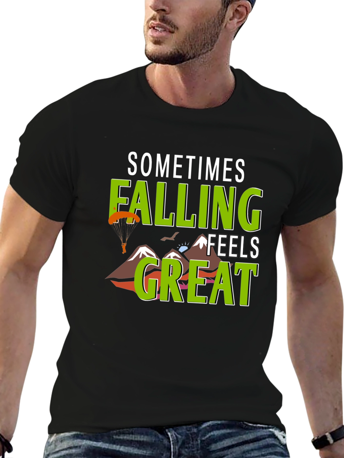 Camiseta Negra Sometimes Falling Feels Great