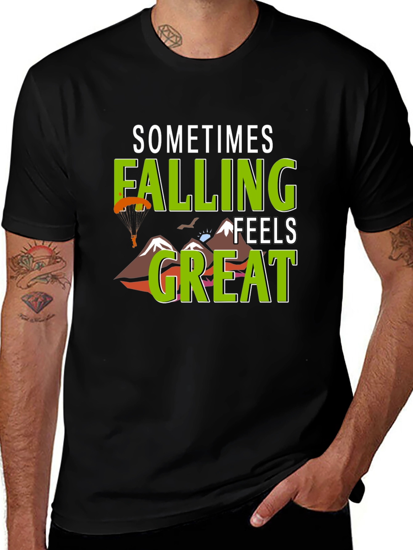 Camiseta Negra Sometimes Falling Feels Great