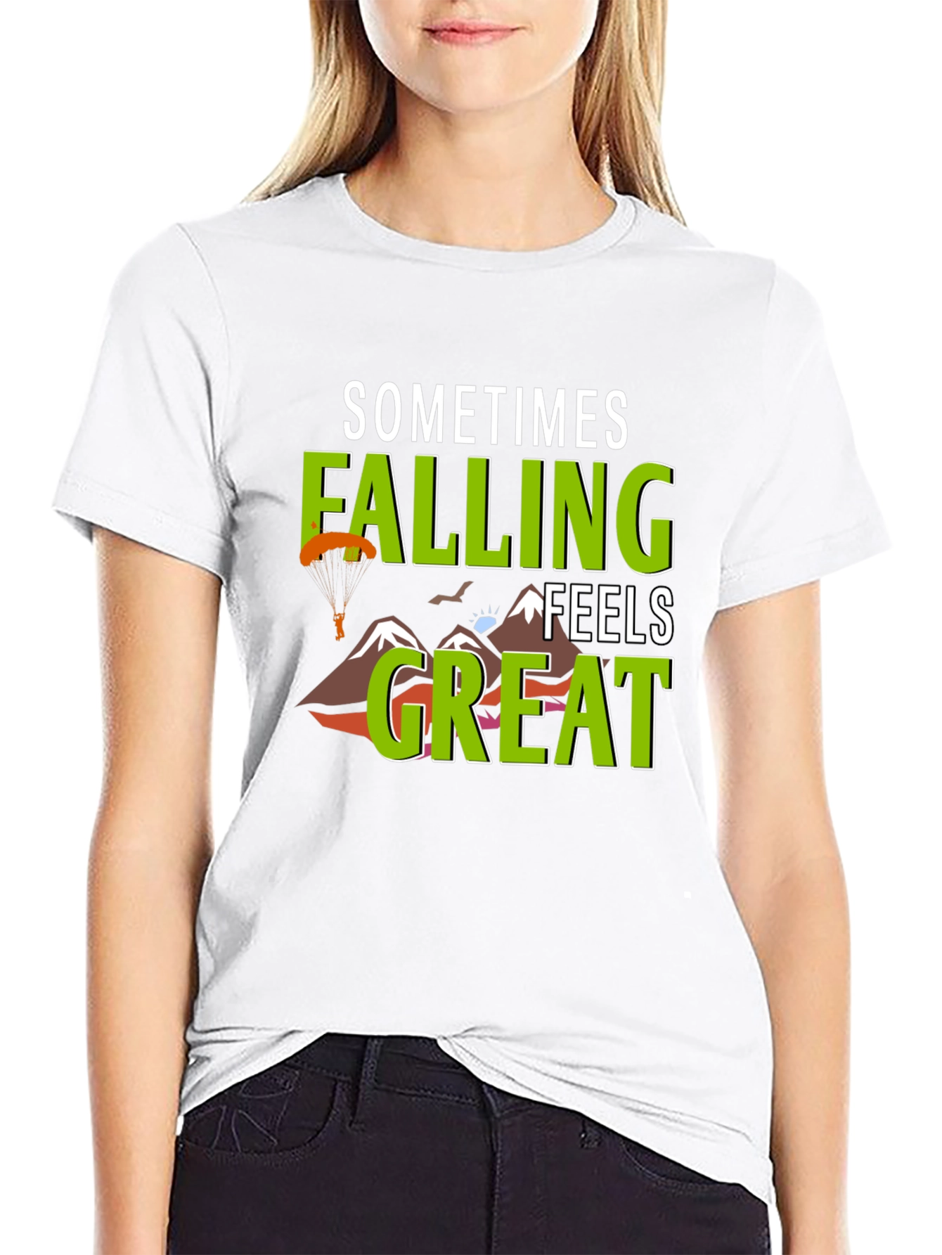 Camiseta Negra Sometimes Falling Feels Great