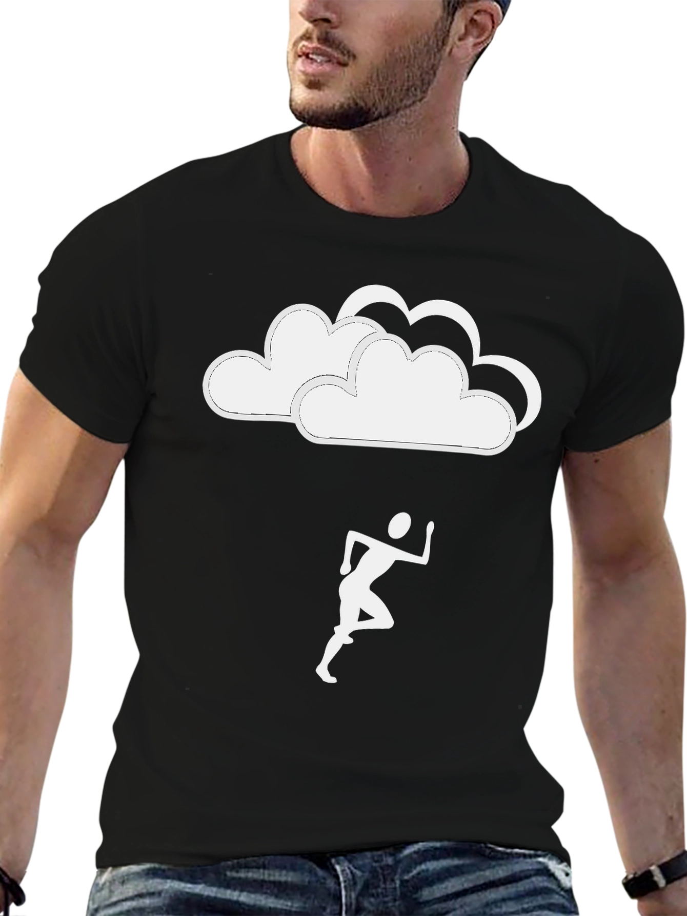 Camiseta Negra Nube Corredor Hombre