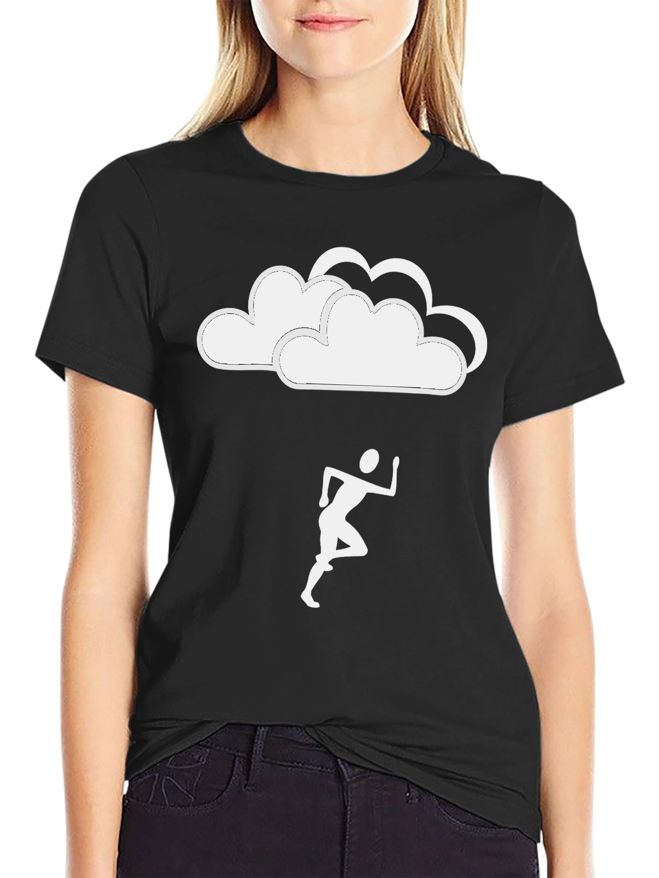 Camiseta Negra Nube Corredor Hombre