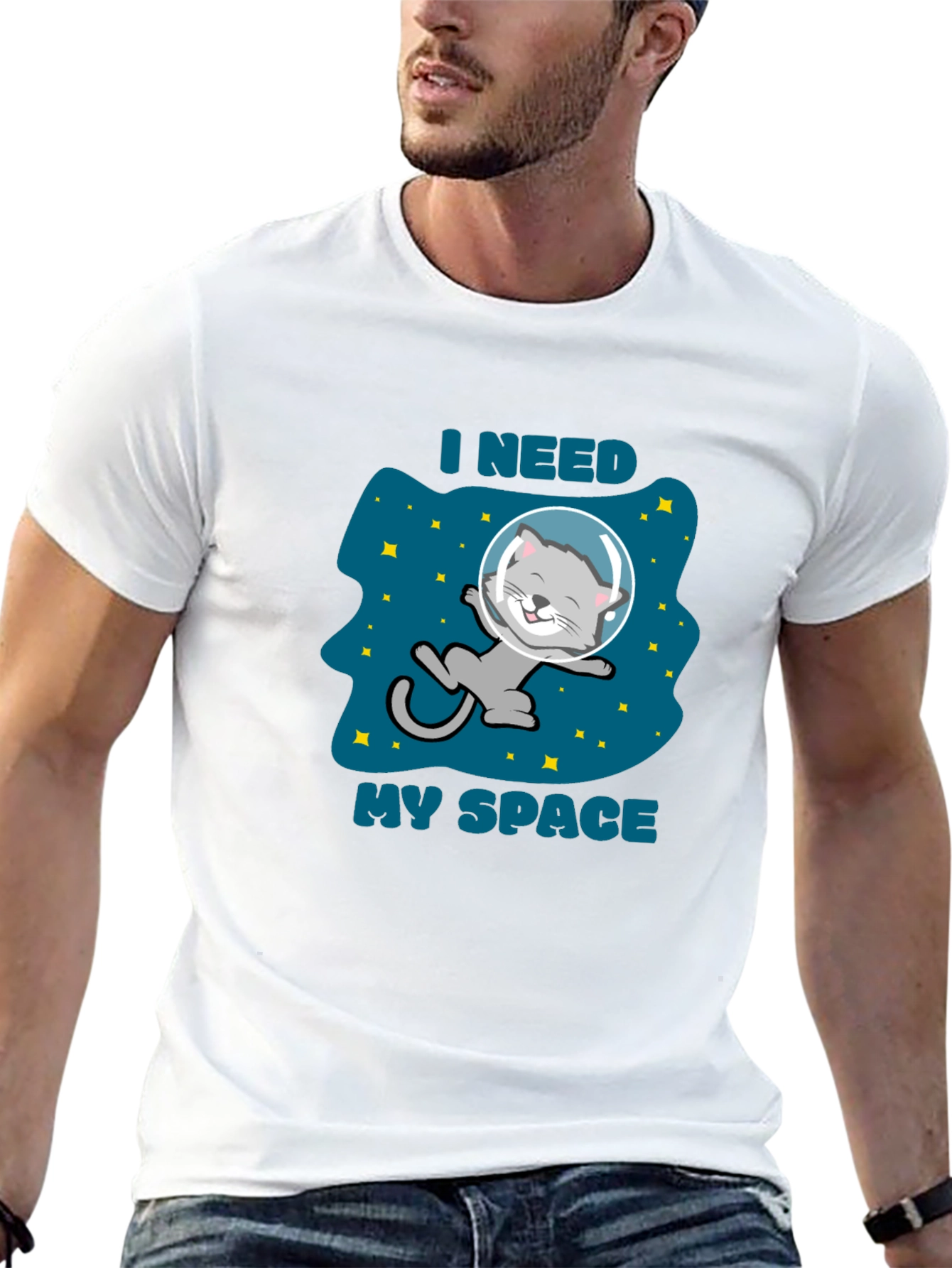 Camiseta Necesito Mi Espacio Gato Astronauta