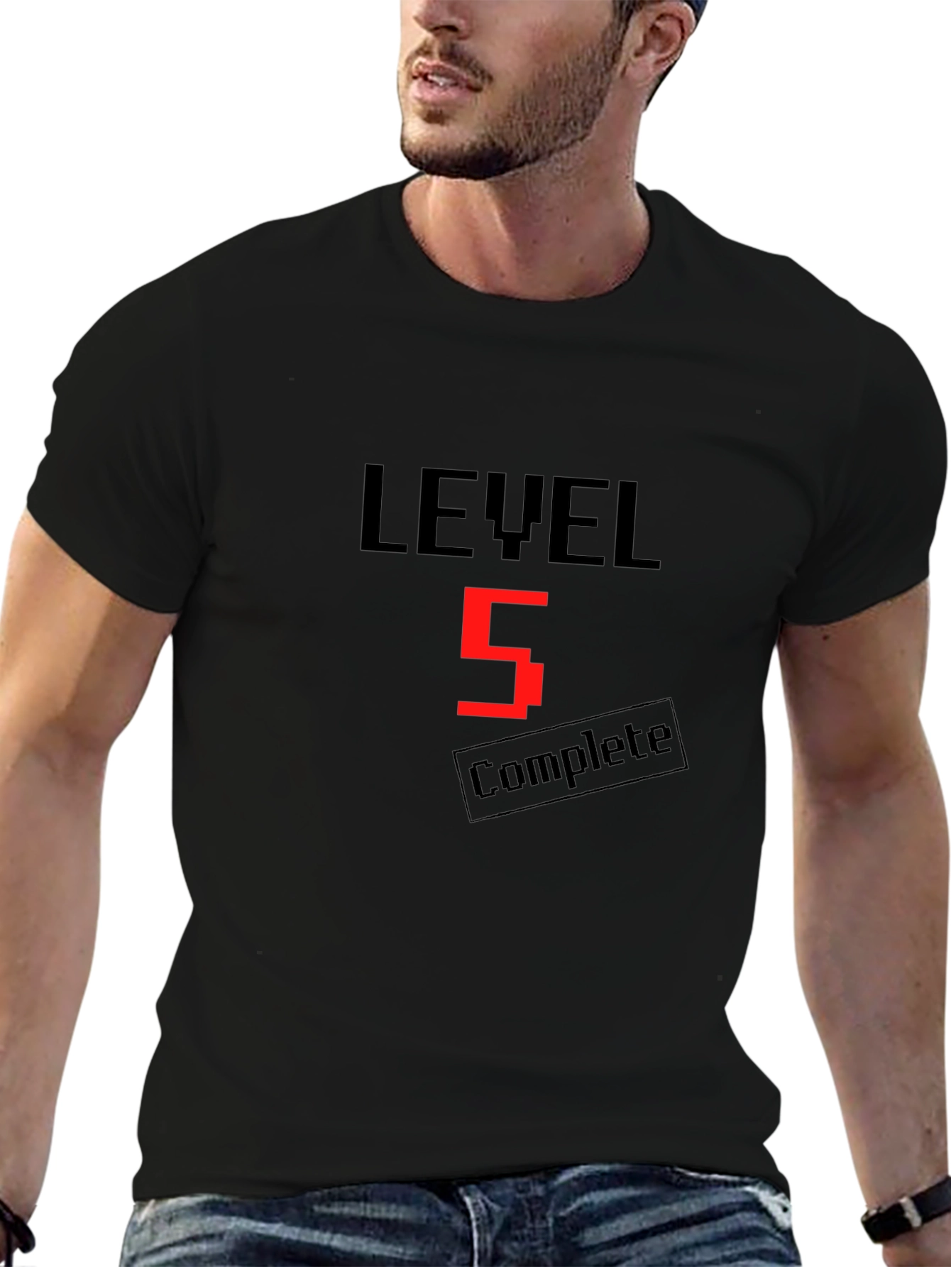 Camiseta Negra Nivel 5 Completado