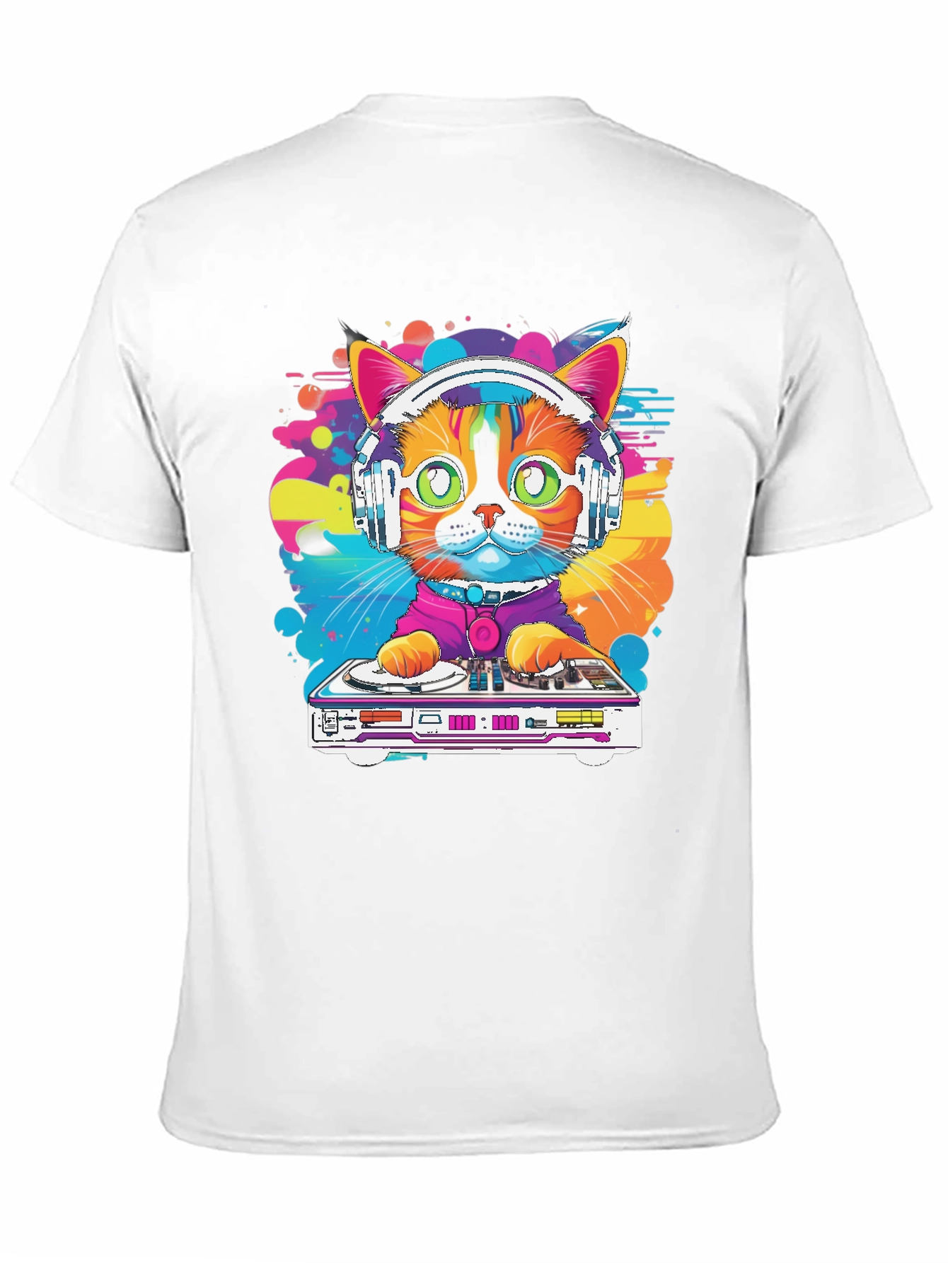 Camiseta Hombre Diseño Gato DJ