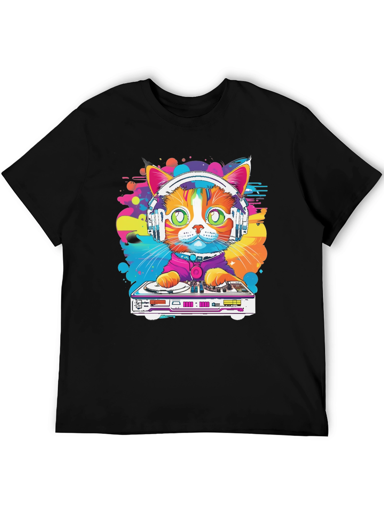 Camiseta Hombre Diseño Gato DJ