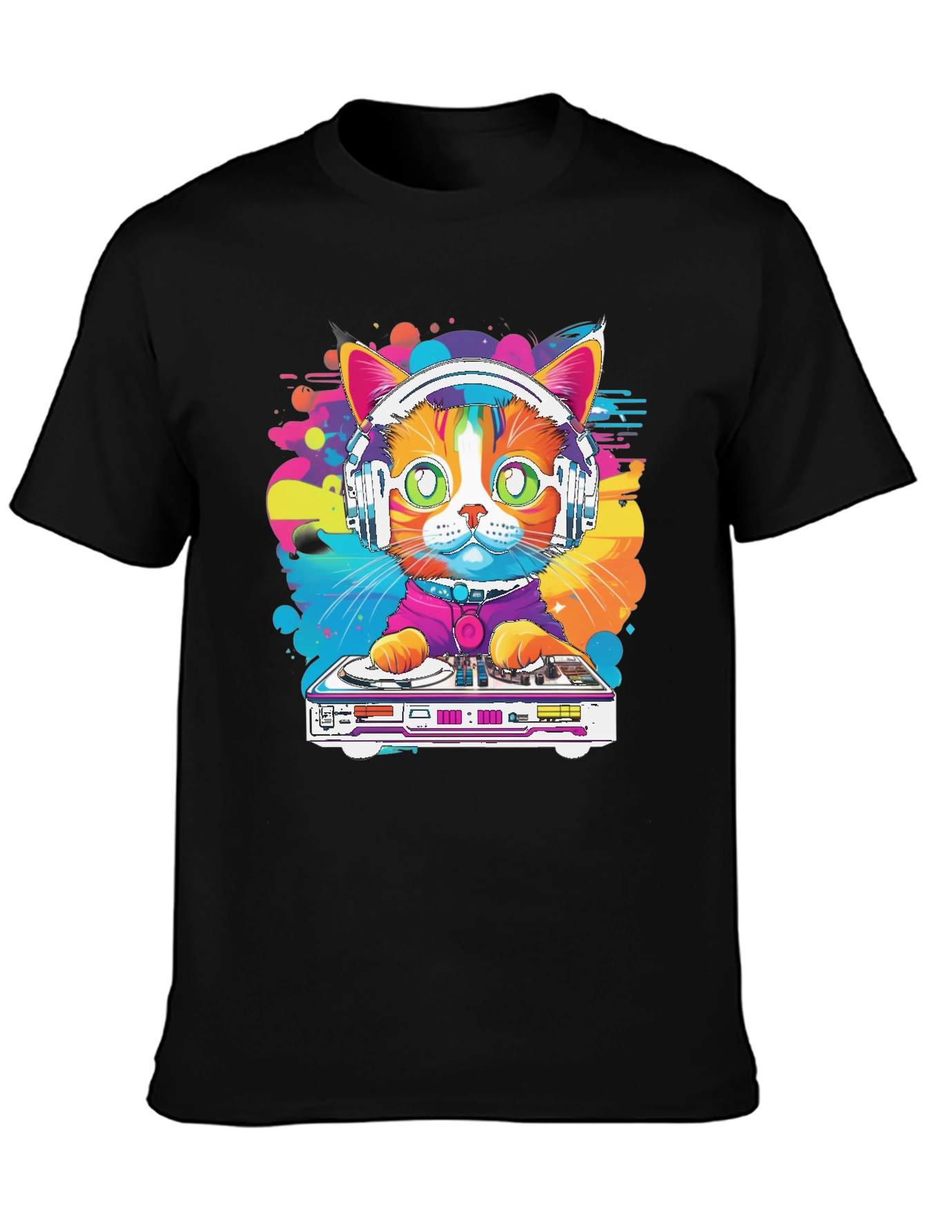 Camiseta Hombre Diseño Gato DJ