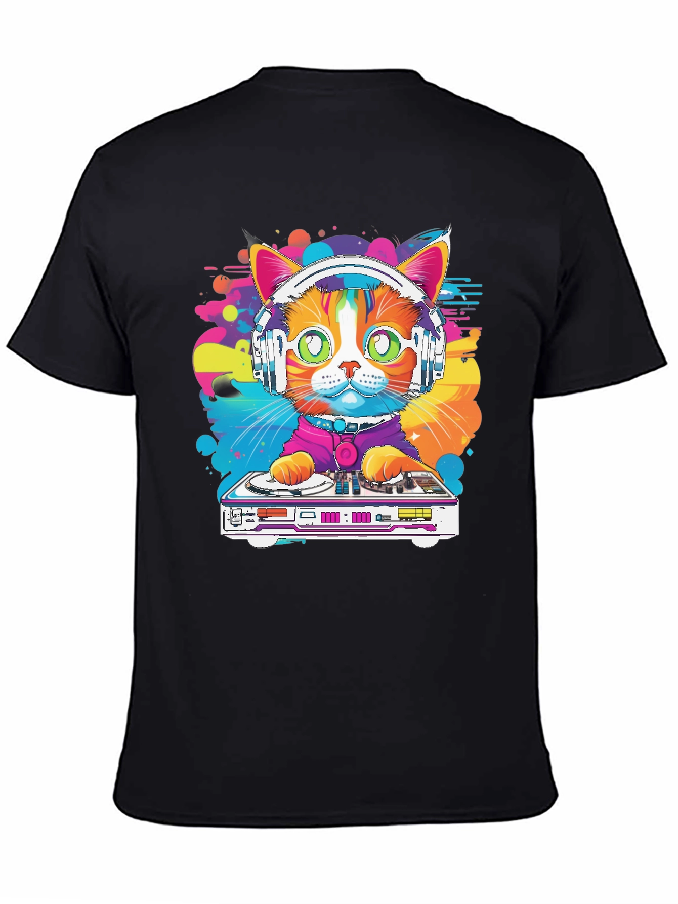 Camiseta Hombre Diseño Gato DJ