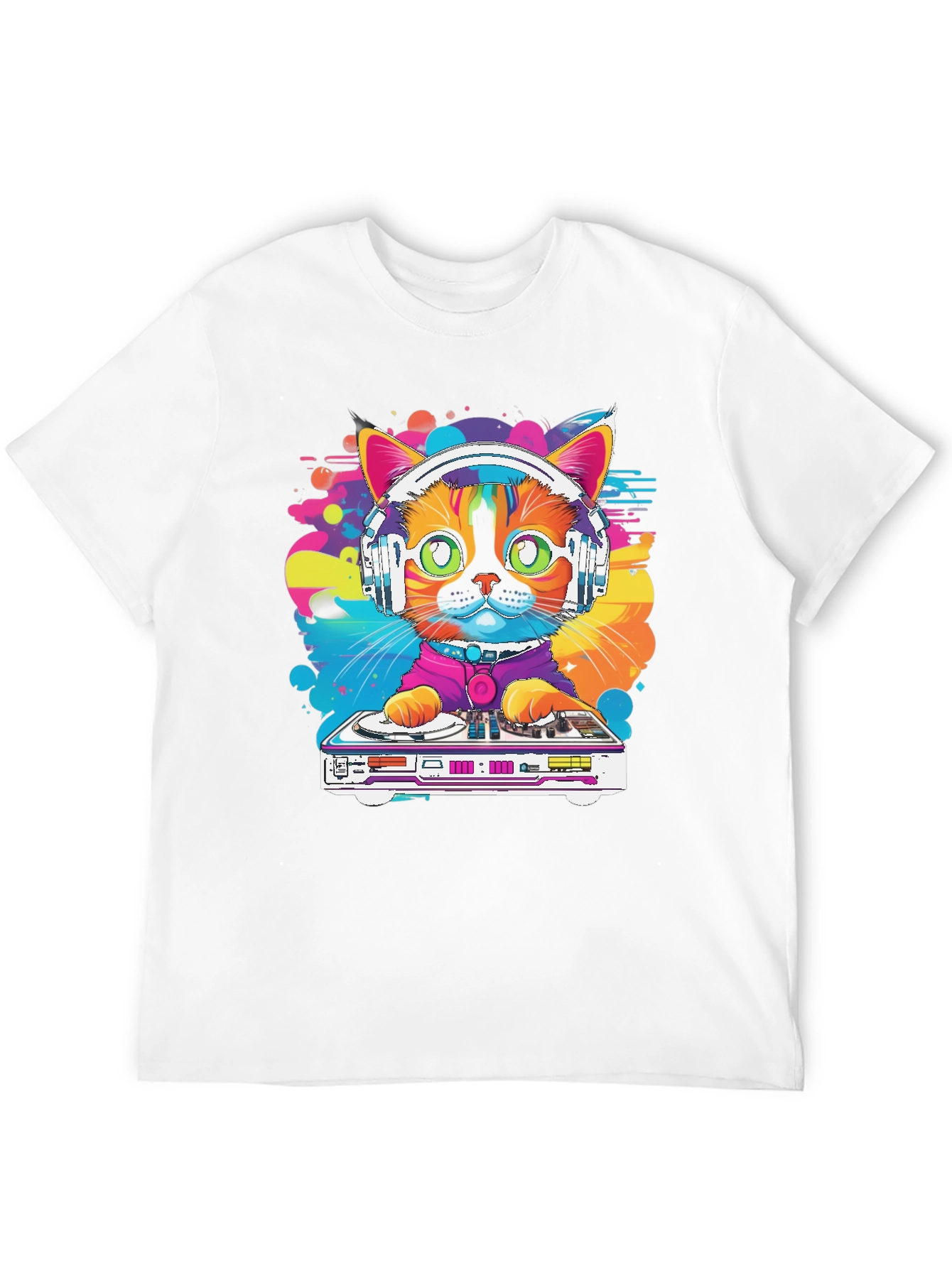 Camiseta Hombre Diseño Gato DJ