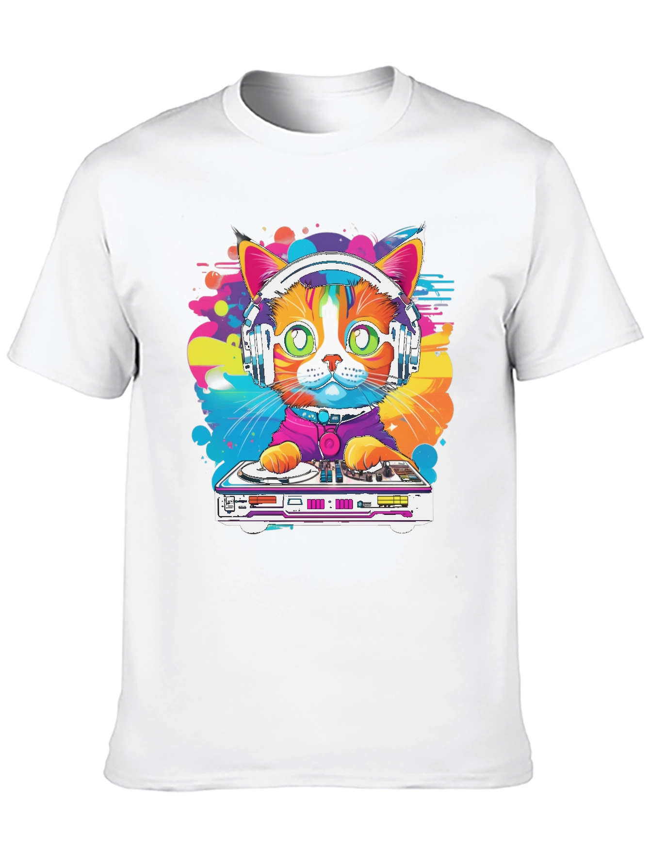 Camiseta Hombre Diseño Gato DJ