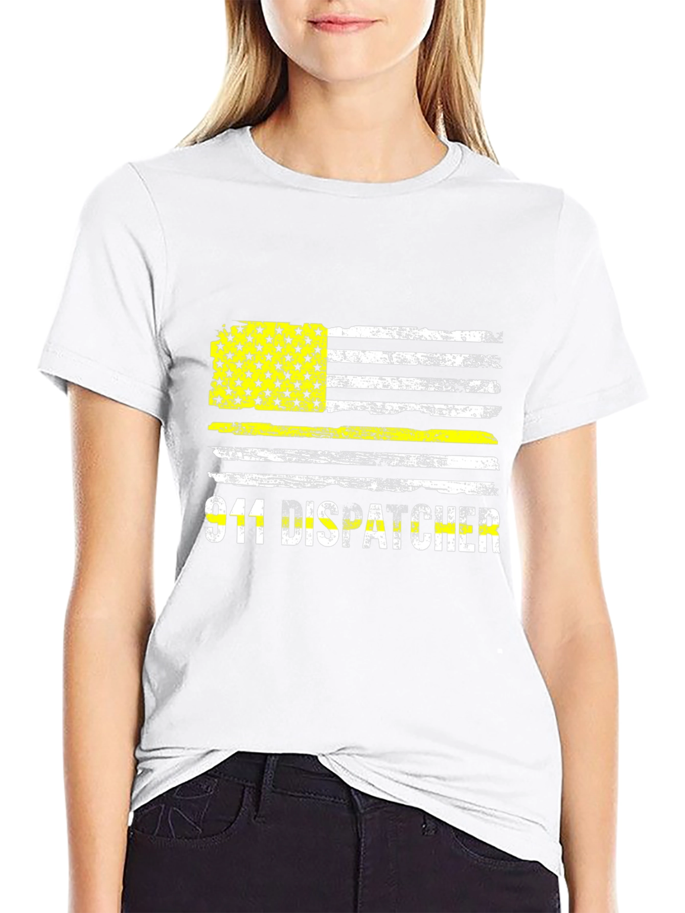 Camiseta 911 Dispatcher Bandera Grunge