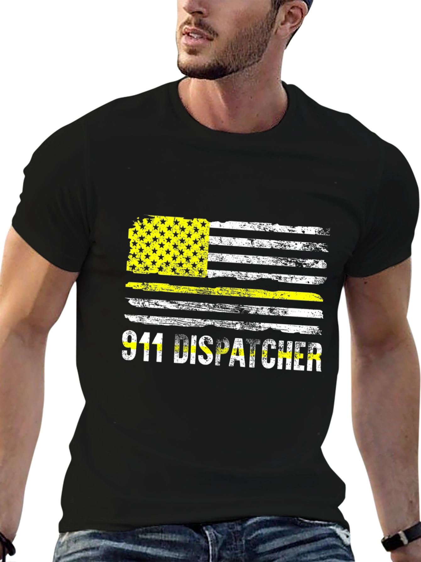 Camiseta 911 Dispatcher Bandera Grunge