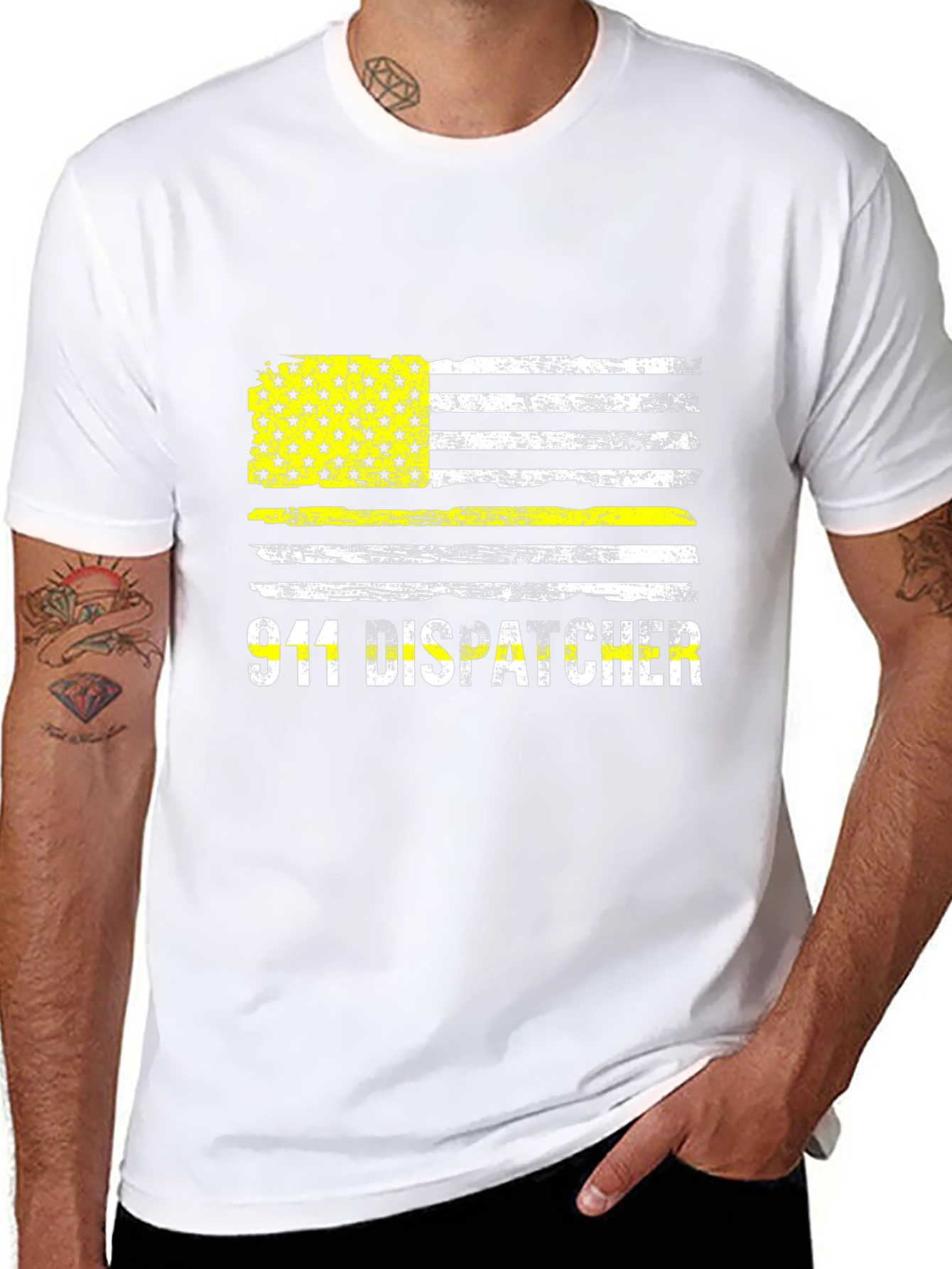 Camiseta 911 Dispatcher Bandera Grunge