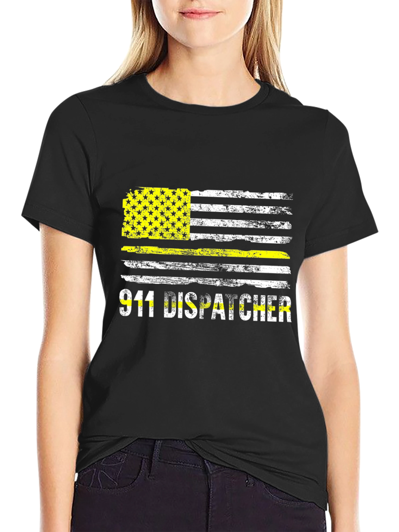 Camiseta 911 Dispatcher Bandera Grunge