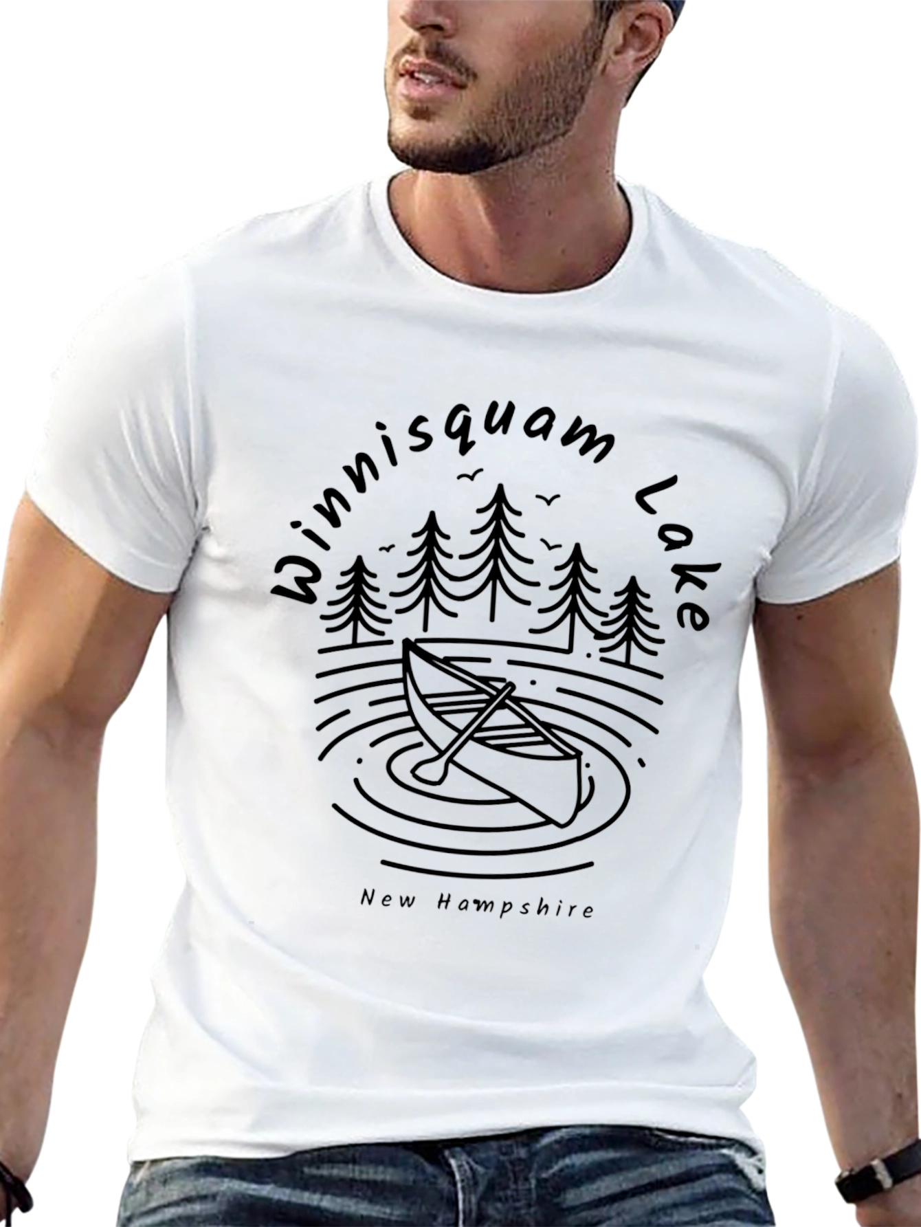 Camiseta Negra Winniisquam Lake New Hampshire