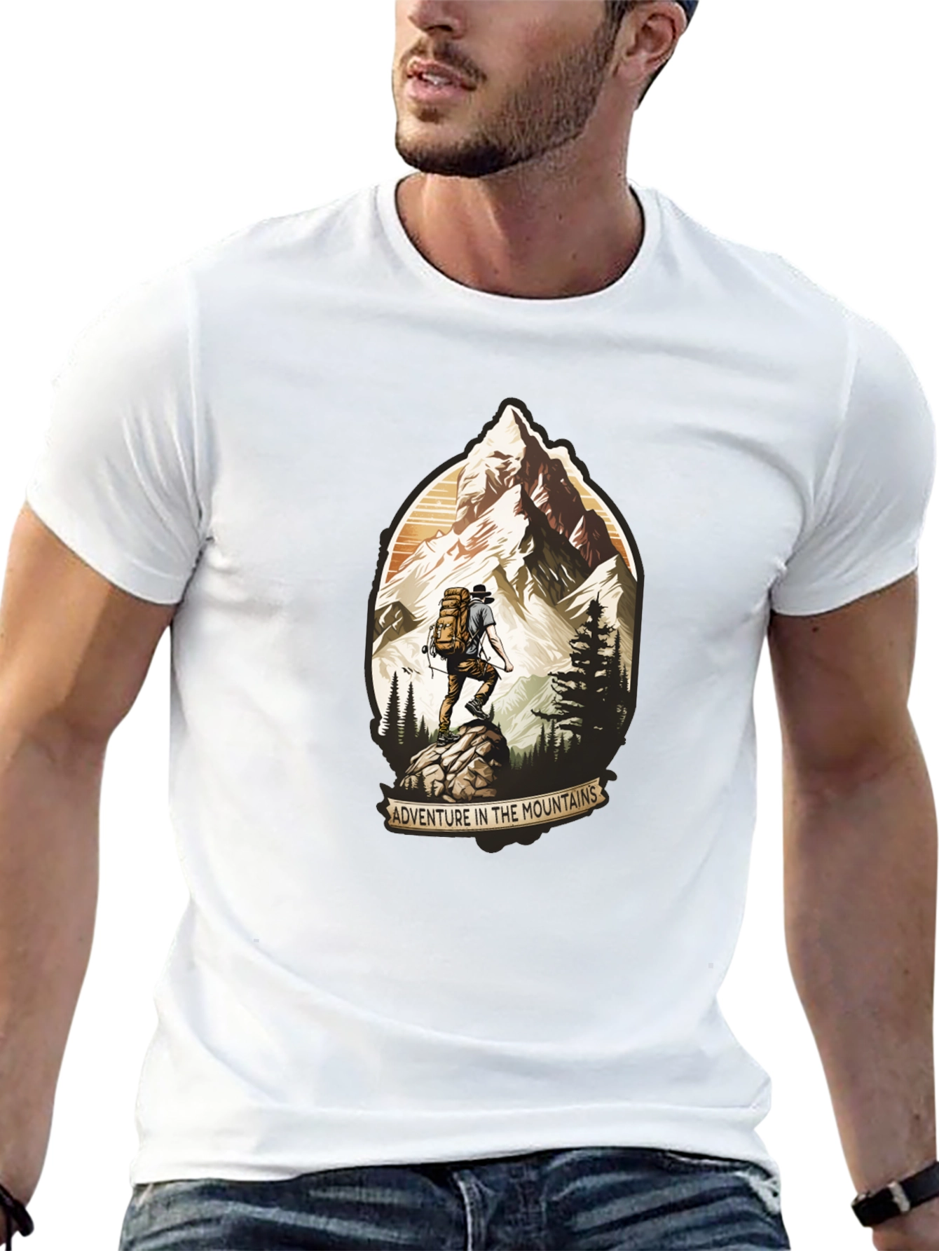 Camiseta Negra Aventura en las Montañas