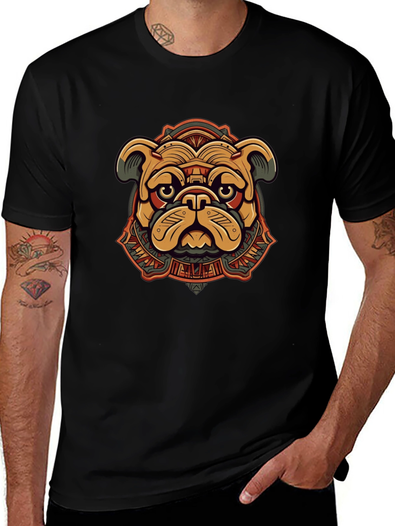 Camiseta Negra Bulldog Estilizado