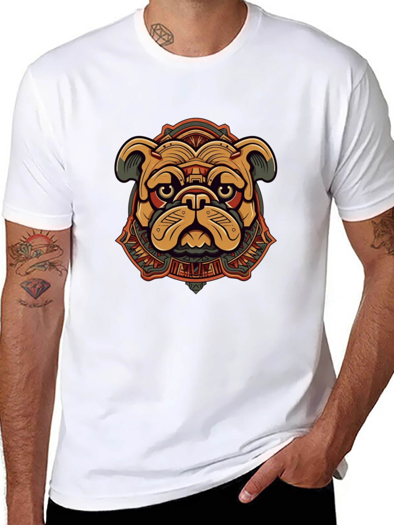 Camiseta Negra Bulldog Estilizado