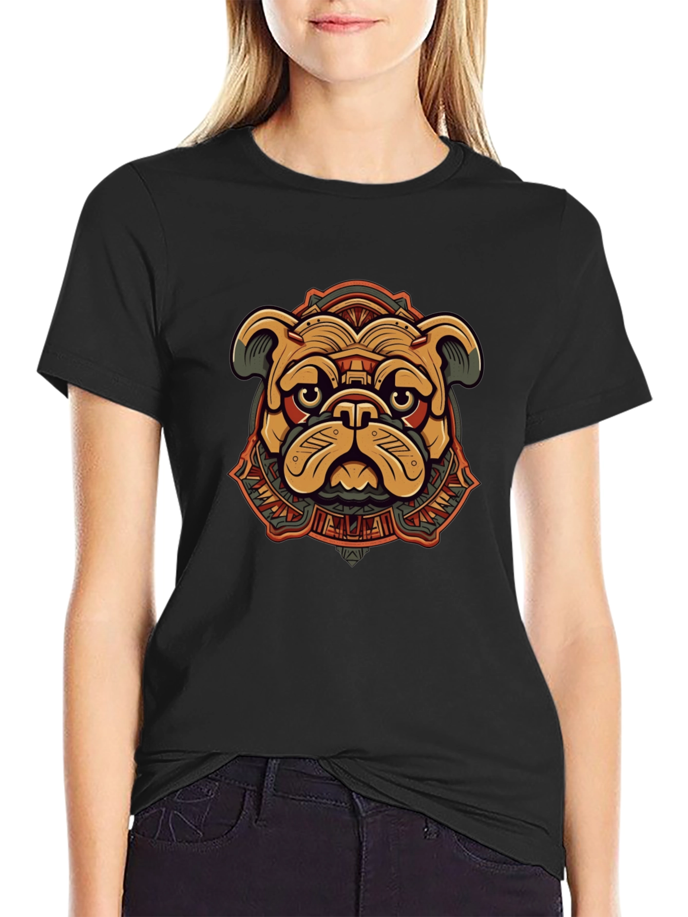 Camiseta Negra Bulldog Estilizado