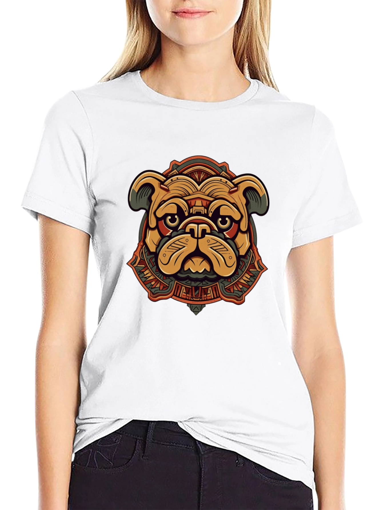 Camiseta Negra Bulldog Estilizado