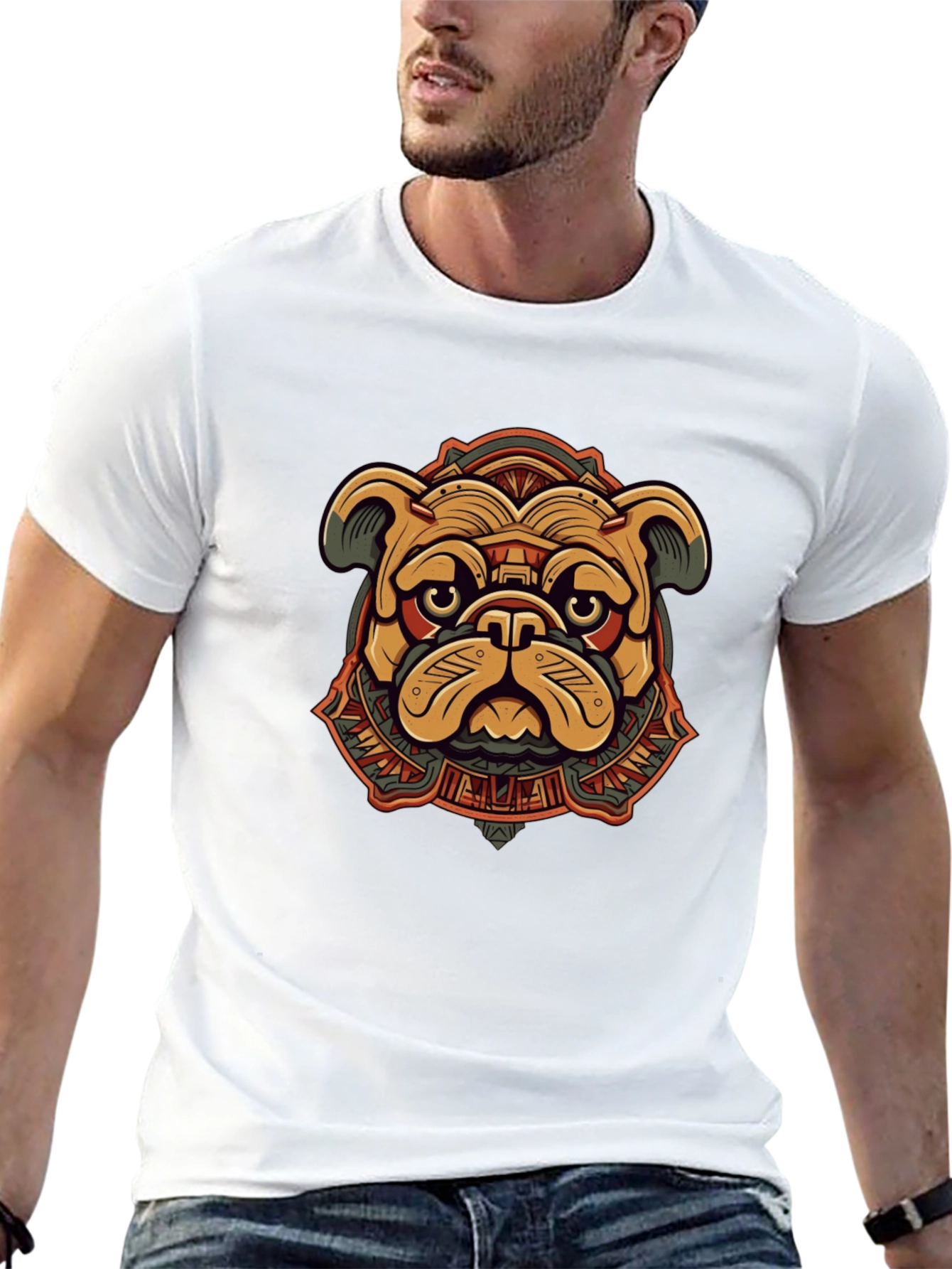 Camiseta Negra Bulldog Estilizado