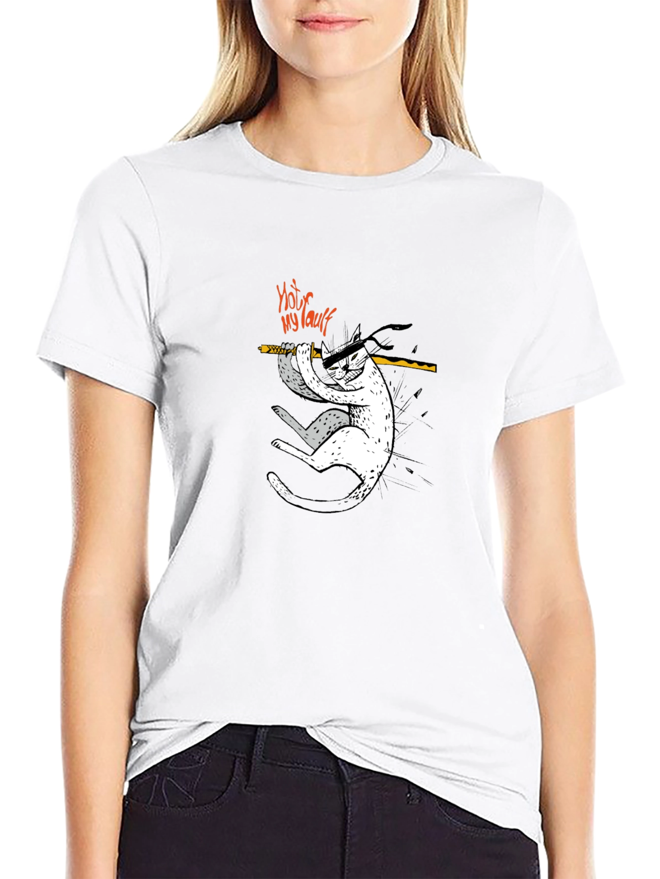 Camiseta Negra No es Mi Culpa Gato Ninja