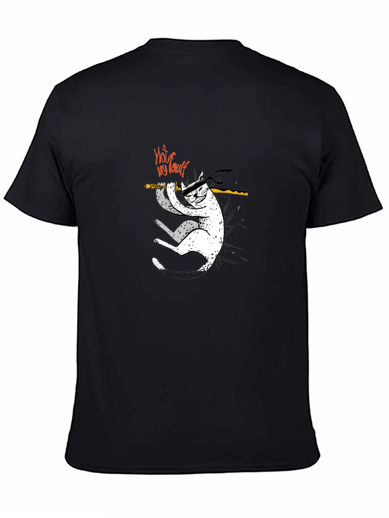 Camiseta Negra No es Mi Culpa Gato Ninja