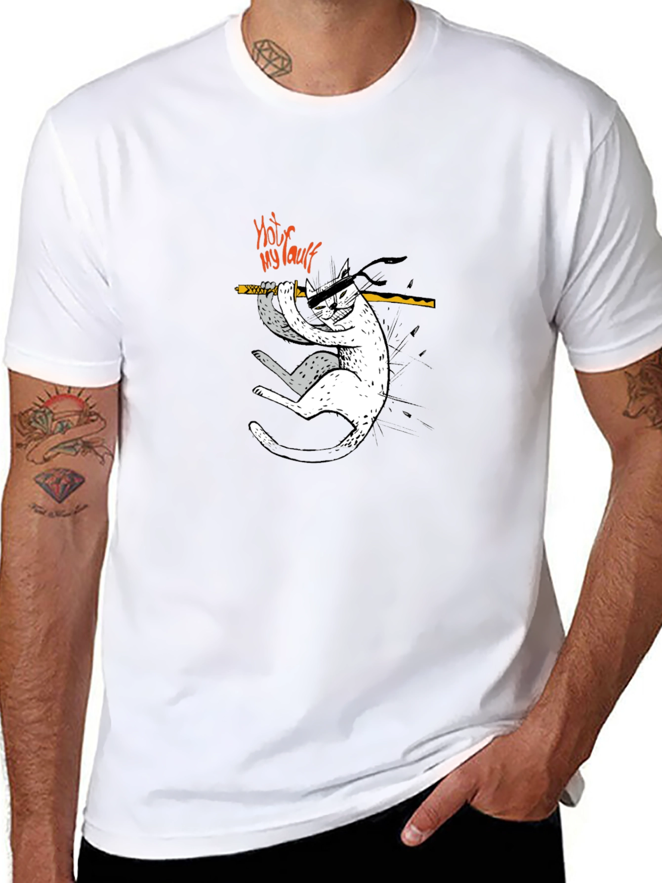 Camiseta Negra No es Mi Culpa Gato Ninja