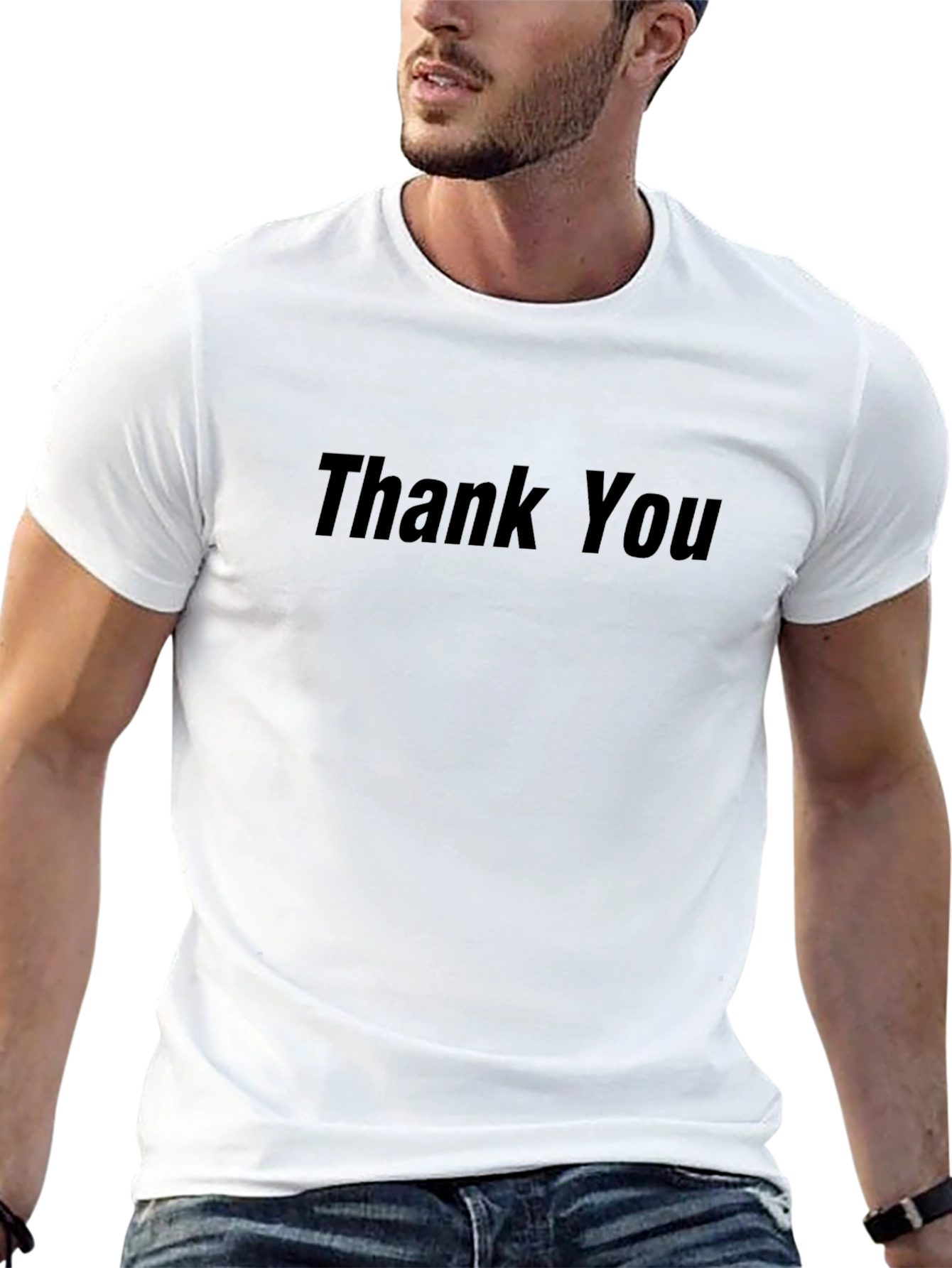 Camiseta Negra: Thank You Estilo Casual