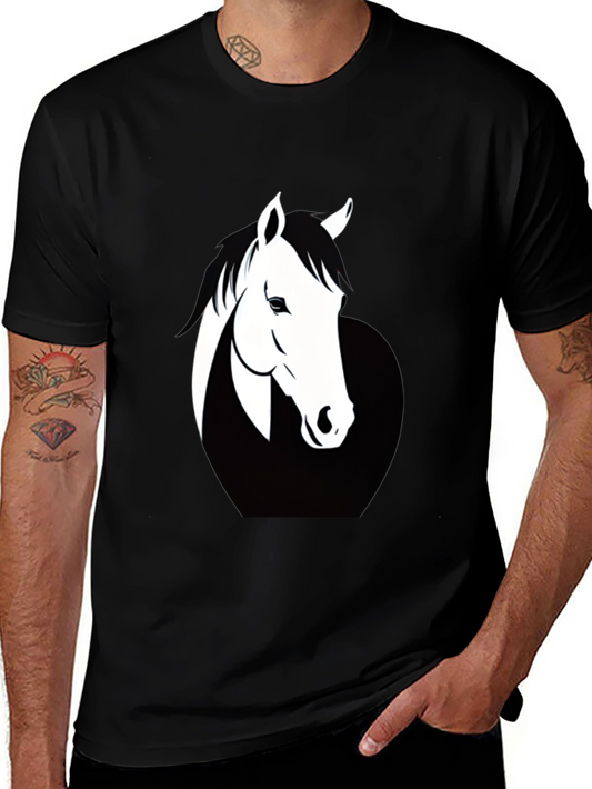 Camiseta Negra con Diseño de Caballo Blanco