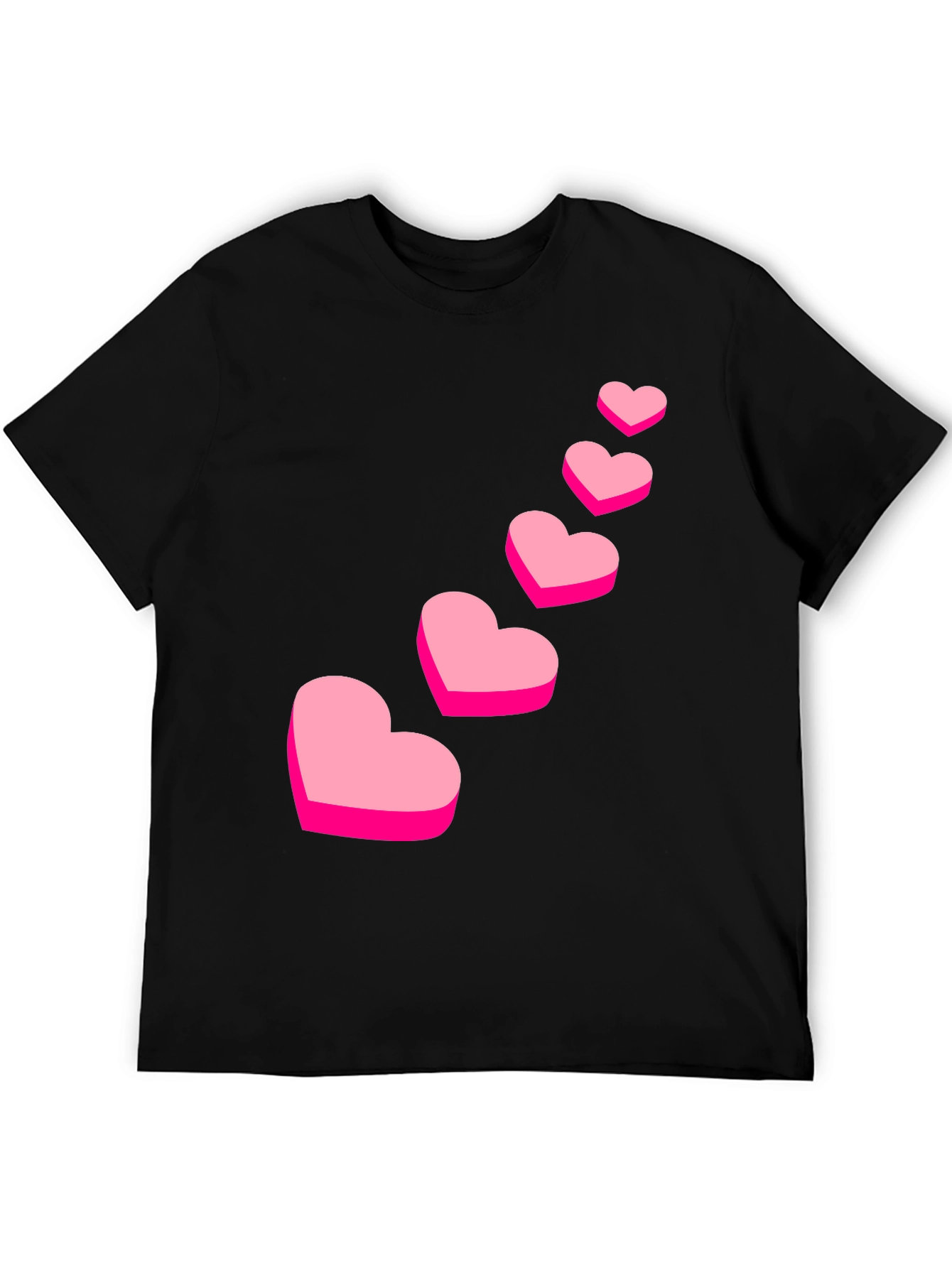 Camiseta Negra con Corazones Rosados