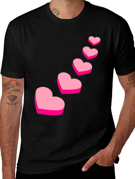 Camiseta Negra con Corazones Rosados