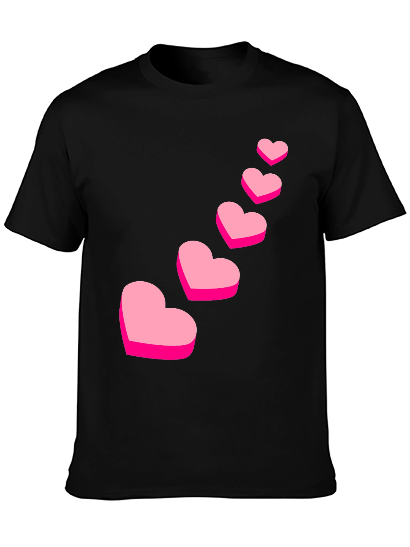 Camiseta Negra con Corazones Rosados