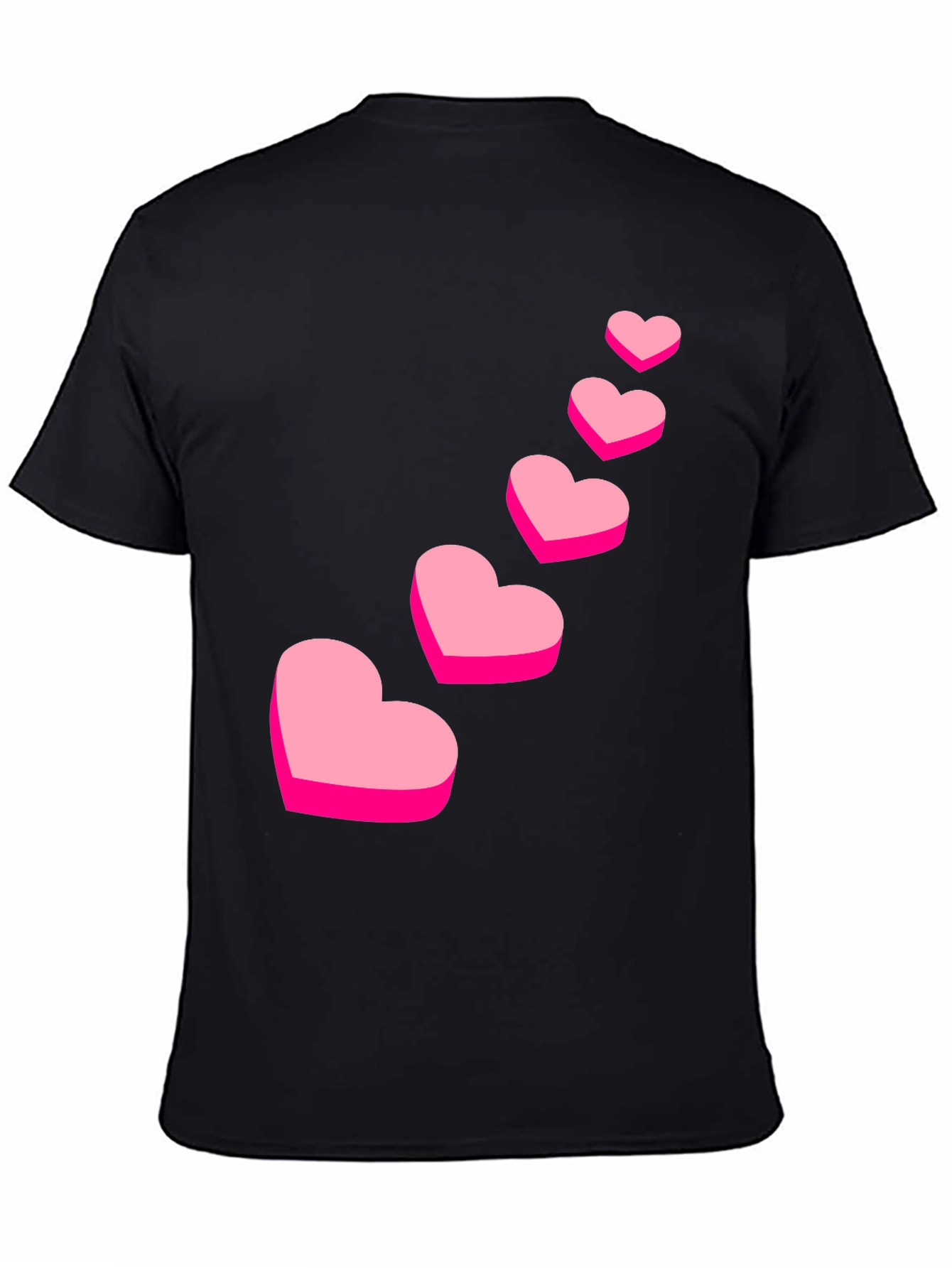 Camiseta Negra con Corazones Rosados