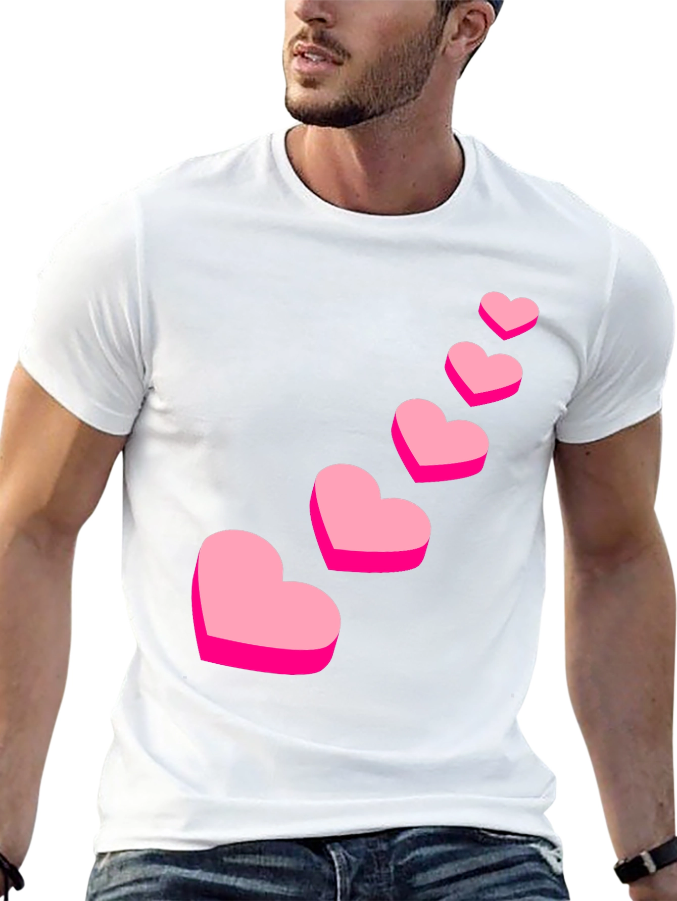 Camiseta Negra con Corazones Rosados