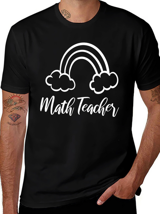 Camiseta Negra Math Teacher con Arcoíris