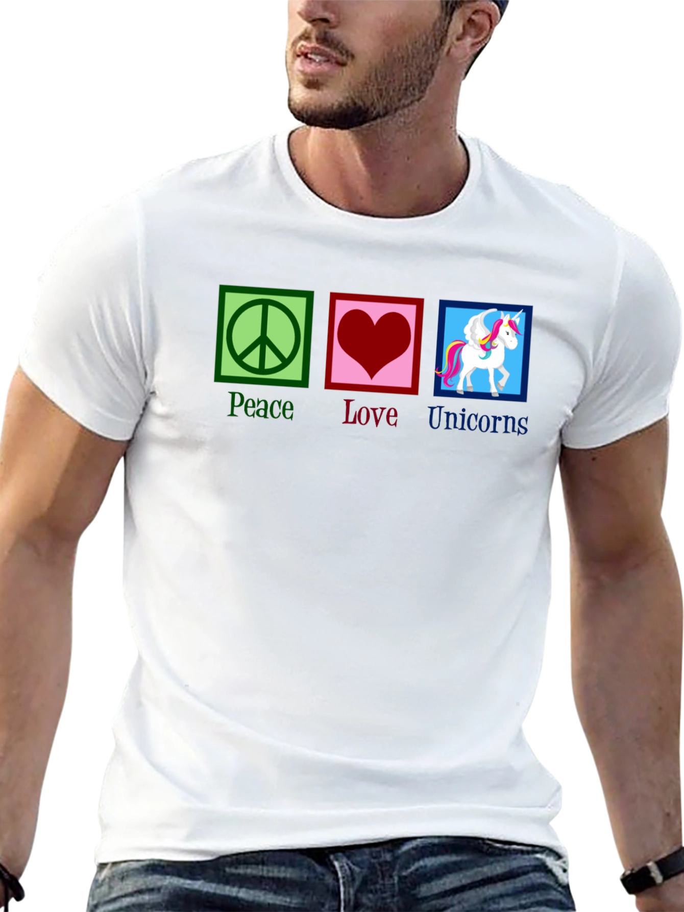Camiseta Peace Love Unicorns para hombre